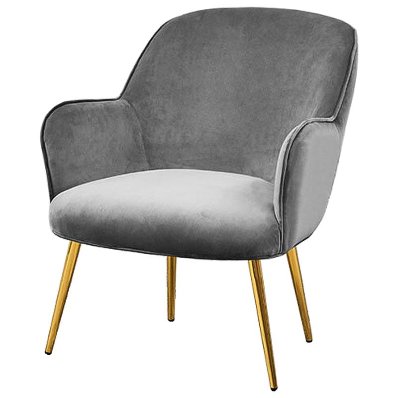 Кресло Waldeck Chair Gray Серый Глянцевое золото Кресло Waldeck Chair Gray Серый Глянцевое золото в Челябинске | Loft Concept