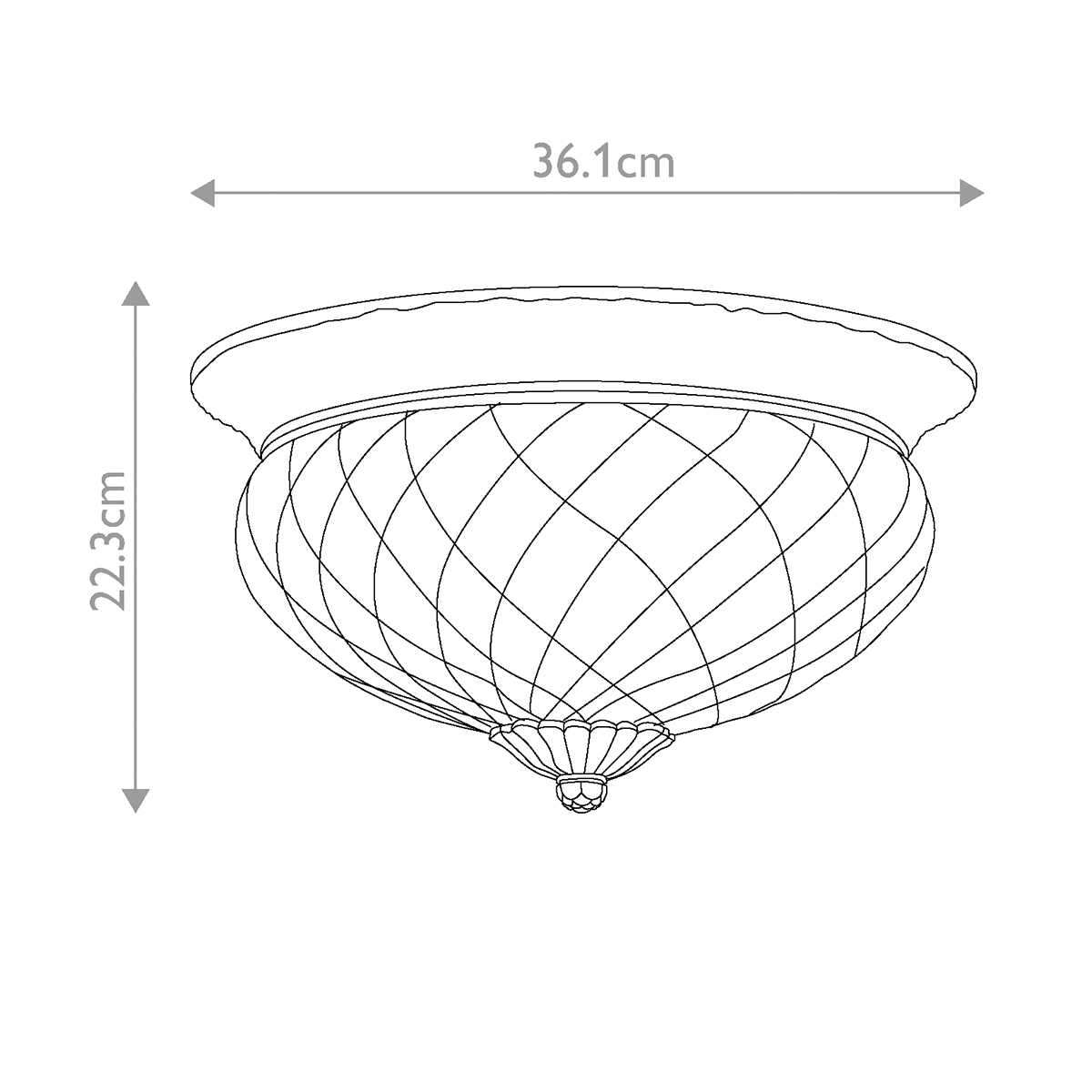 Потолочный светильник цвета латунь с прозрачным рифленым плафоном в форме чаши Hinkley в Челябинске