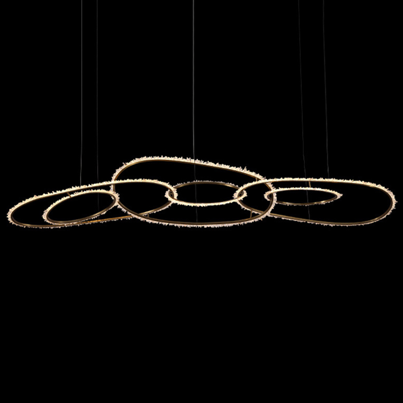 Люстра Six Rings Chain Quartz Crystal Chandelier Глянцевое золото Прозрачное Стекло Люстра Six Rings Chain Quartz Crystal Chandelier Глянцевое золото Прозрачное Стекло в Челябинске | Loft Concept