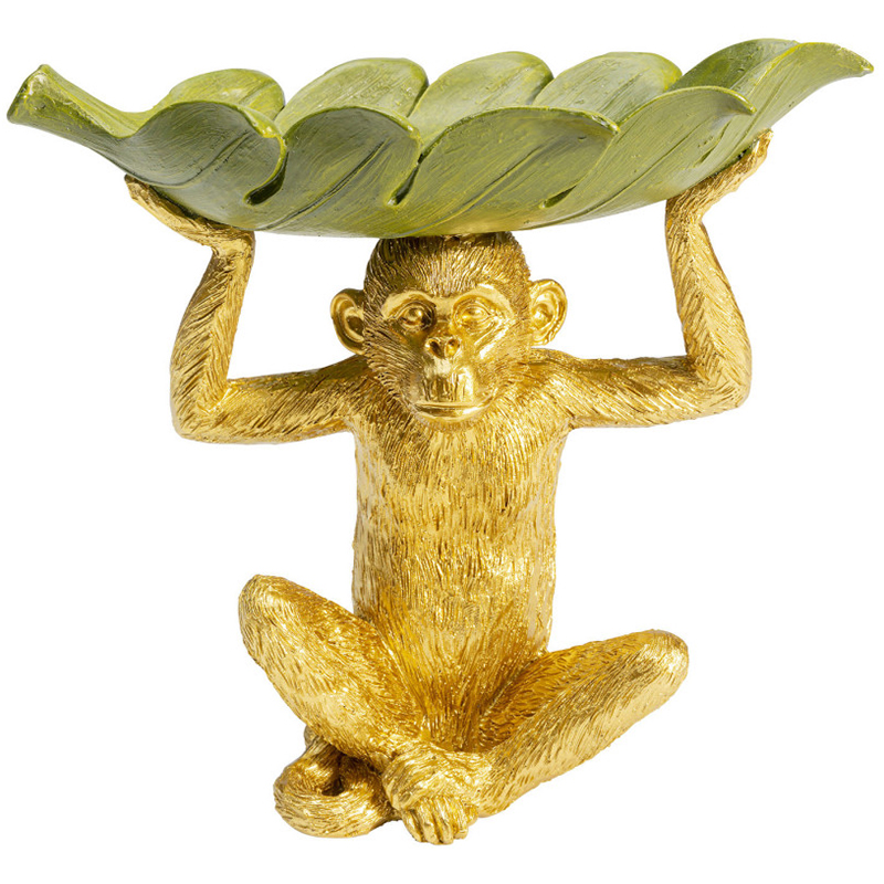 Конфетница Golden Monkey holding a leaf Зеленый Золотой Конфетница Golden Monkey holding a leaf Зеленый Золотой в Челябинске | Loft Concept