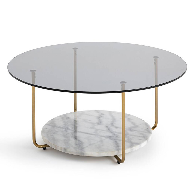 Кофейный стол White Marble Белый Мрамор Bianco Латунь Кофейный стол White Marble Белый Мрамор Bianco Латунь в Челябинске | Loft Concept