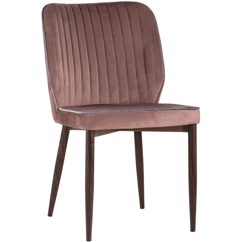 Стул Lawrence Chair Розовый велюр Серый кант Розовый пастельный Светло-серый Коричневый Стул Lawrence Chair Розовый велюр Серый кант Розовый пастельный Светло-серый Коричневый в Челябинске | Loft Concept