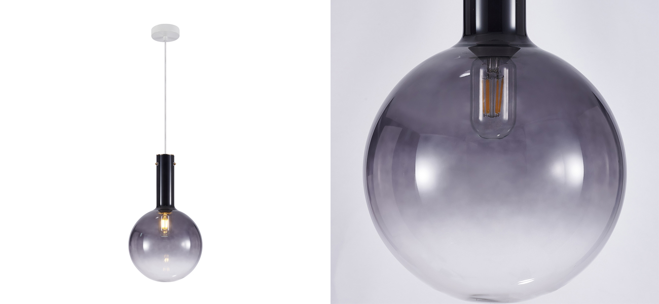 Подвесной светильник с выдувным плафоном AMBERY BLACK - фото №1