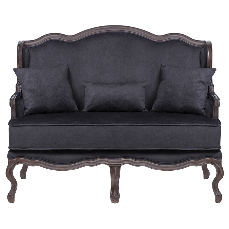 Диван двухместный George Grand Seating black velour Черный Коричневый Диван двухместный George Grand Seating black velour Черный Коричневый в Челябинске | Loft Concept
