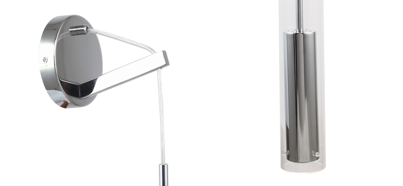 Бра цвета хром с двухслойным плафоном NARSIS - фото