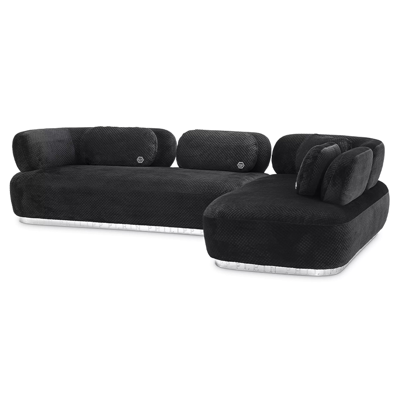 Диван Philipp Plein Sofa Signature Lounge Чёрный Черный Золотой Диван Philipp Plein Sofa Signature Lounge Чёрный Черный Золотой в Челябинске | Loft Concept