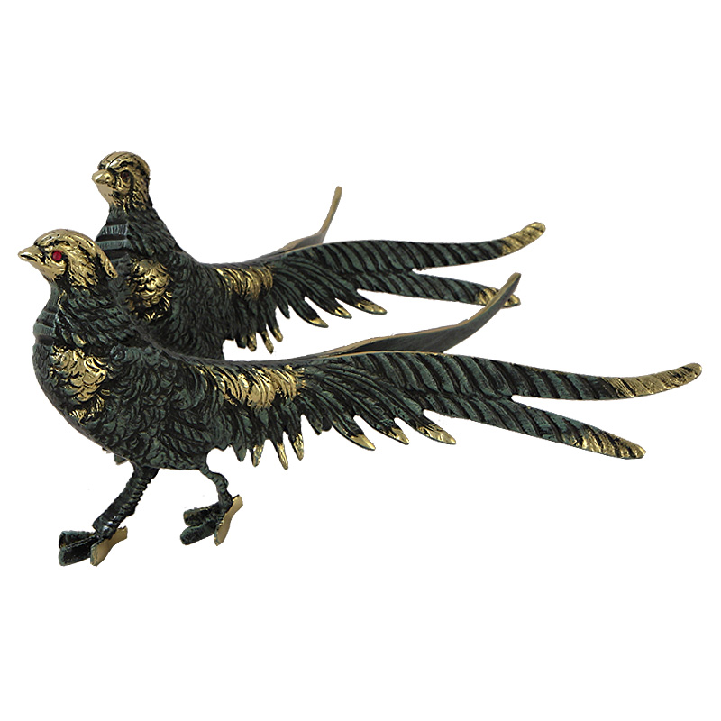 Статуэтка бронзовая синяя пара Фазаны Bronze Birds Бронза Синий Статуэтка бронзовая синяя пара Фазаны Bronze Birds Бронза Синий в Челябинске | Loft Concept