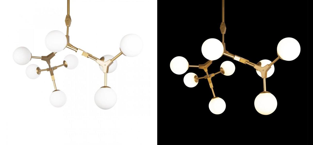 Люстра светодиодная CHERRY BOMB Золотой цвет 8 плафонов - фото №1