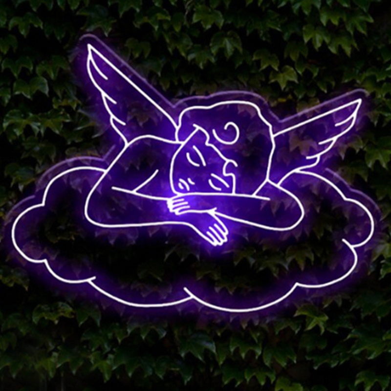 Неоновая настенная лампа Sleeping Angel Neon Wall Lamp Фиолетовый Прозрачный Фиолетовый Неоновая настенная лампа Sleeping Angel Neon Wall Lamp Фиолетовый Прозрачный Фиолетовый в Челябинске | Loft Concept