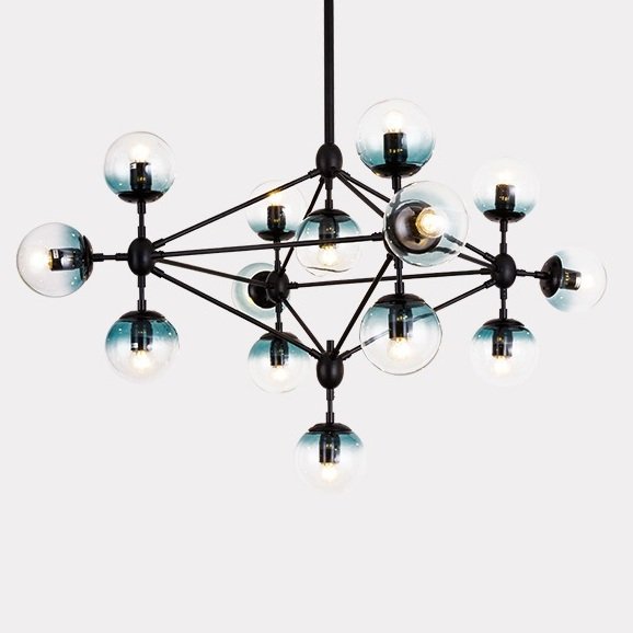 Люстра Modo Chandelier Globes Blue Ambre Black Черный Люстра Modo Chandelier Globes Blue Ambre Black Черный в Челябинске | Loft Concept