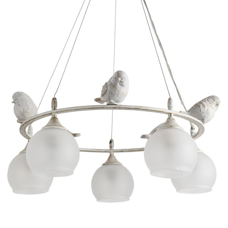 Люстра Provence Bird Chandelier white Белое матовое стекло Золотой Белый в Челябинске | Loft Concept 
