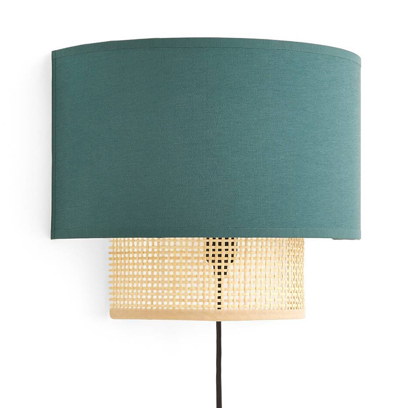 Бра Ottar Wicker Turquoise lampshade Бежевый Бирюзовый Бра Ottar Wicker Turquoise lampshade Бежевый Бирюзовый в Челябинске | Loft Concept