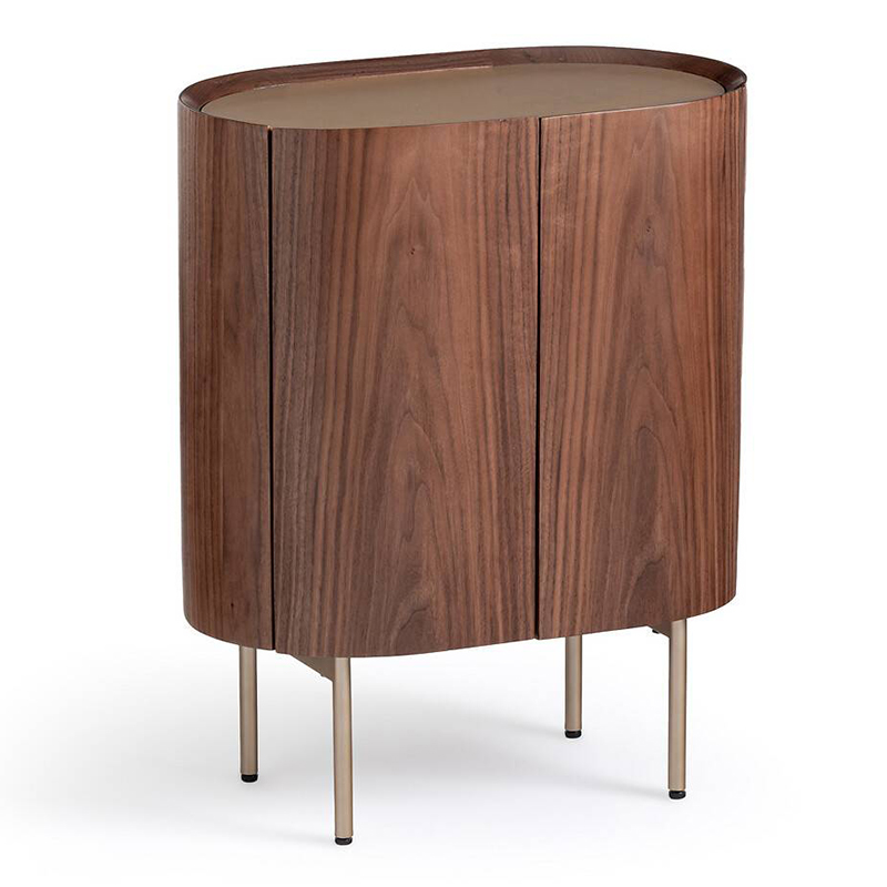 Тумба округлой формы Walnut and Leather массив ореха и столешница из натуральной кожи Орех Золотой Шампань Тумба округлой формы Walnut and Leather массив ореха и столешница из натуральной кожи Орех Золотой Шампань в Челябинске | Loft Concept