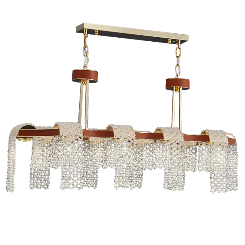 Линейная люстра люстра Leather Glass Chandelier Золотой Коричневый Прозрачное Стекло Линейная люстра люстра Leather Glass Chandelier Золотой Коричневый Прозрачное Стекло в Челябинске | Loft Concept