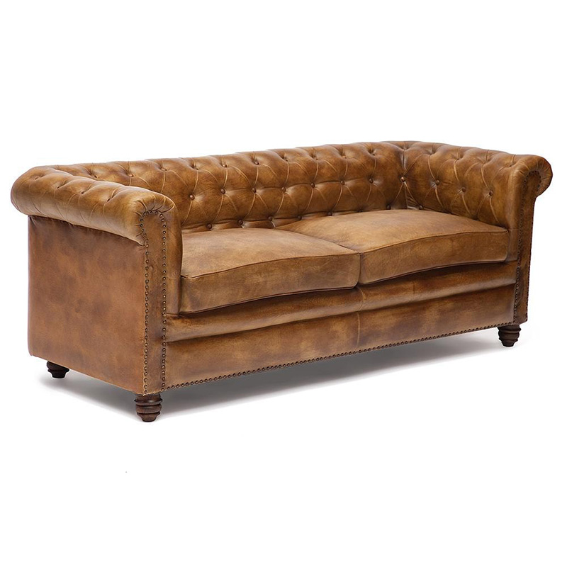 Диван кожаный Buffalo Leather Sofa Triple Коричневый винтаж в Челябинске | Loft Concept 