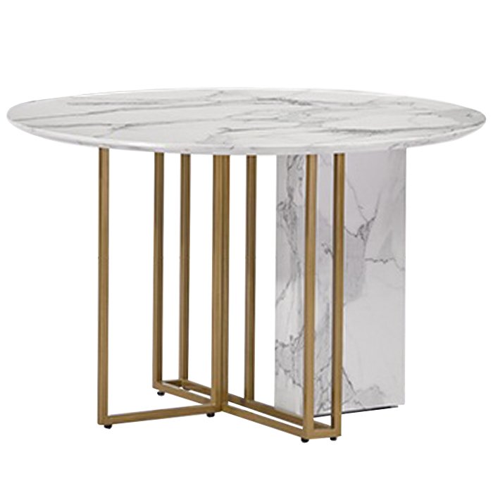 Стол Marble Corner Circle Латунь Белый Стол Marble Corner Circle Латунь Белый в Челябинске | Loft Concept