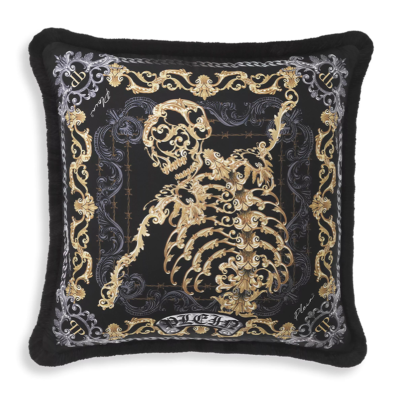 Подушка Philipp Plein Cushion Silk Skeleton 50 x 50 cm Черный Серый Золотой Подушка Philipp Plein Cushion Silk Skeleton 50 x 50 cm Черный Серый Золотой в Челябинске | Loft Concept