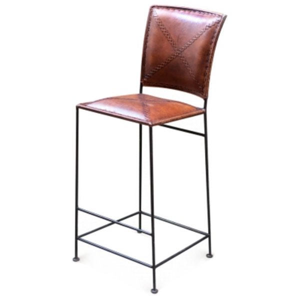 Барный стул Loft Bar stool leather brown Коричневый винтаж Черный Барный стул Loft Bar stool leather brown Коричневый винтаж Черный в Челябинске | Loft Concept