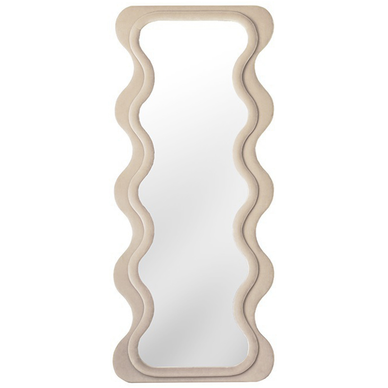 Зеркало Velvet Curved Waves Mirror Бежевый Зеркало Зеркало Velvet Curved Waves Mirror Бежевый Зеркало в Челябинске | Loft Concept