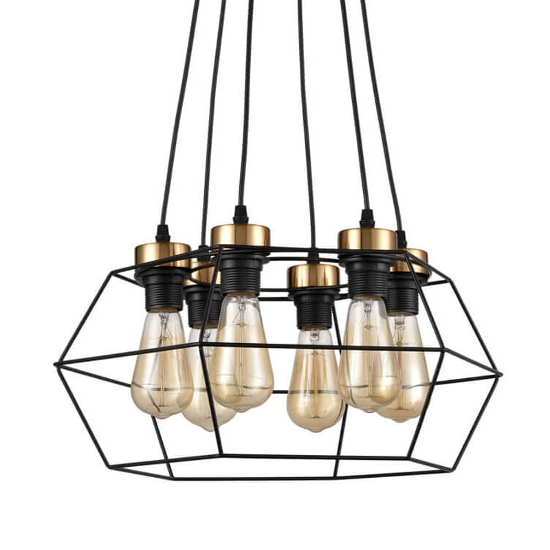 Люстра Loft Wire Cage Black lamp 6 Черный Люстра Loft Wire Cage Black lamp 6 Черный в Челябинске | Loft Concept