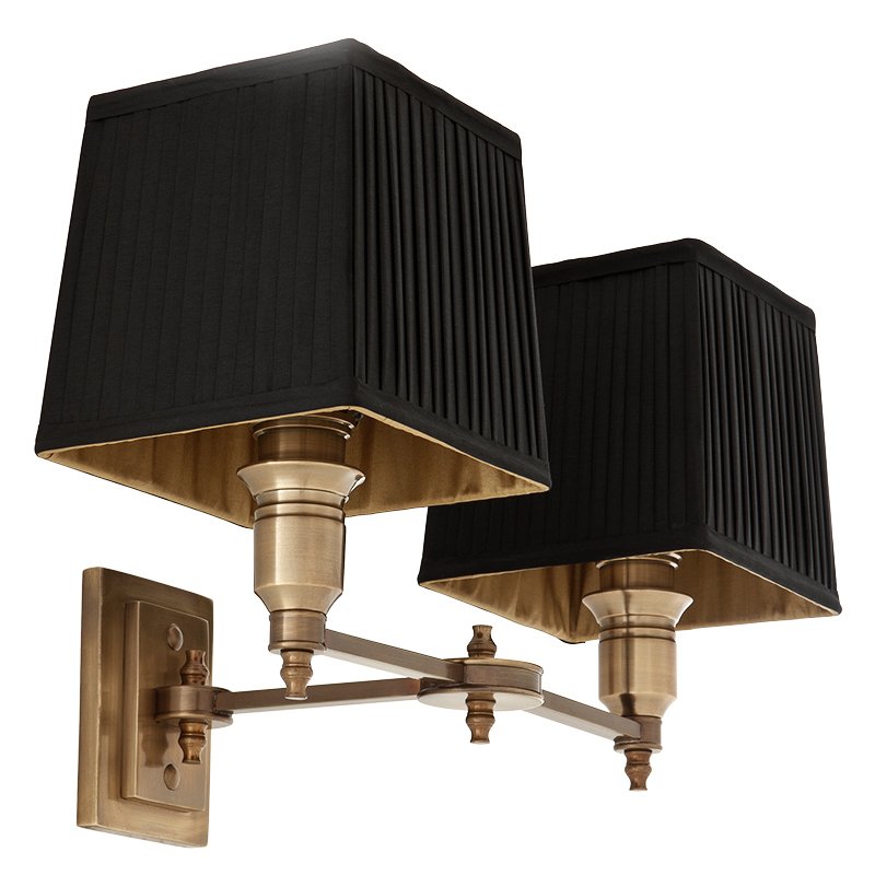 Бра Wall Lamp Lexington Double Brass+Black Латунь Античная полированная Черный Бра Wall Lamp Lexington Double Brass+Black Латунь Античная полированная Черный в Челябинске | Loft Concept