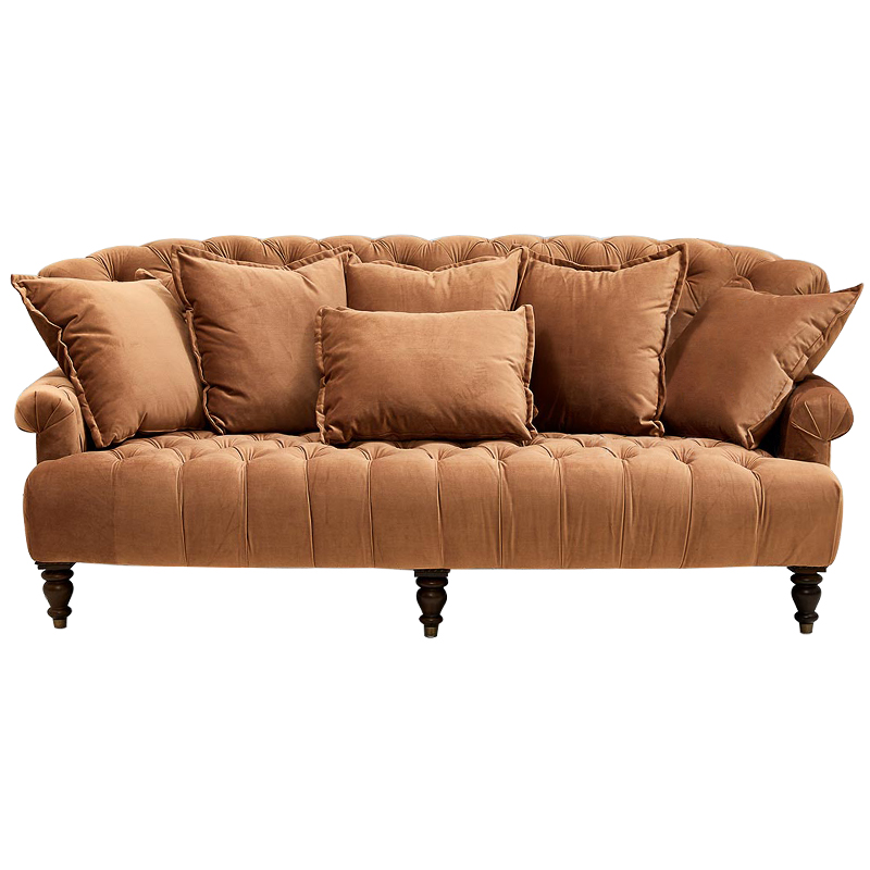 Диван велюровый с подушками Welch Sofa Карамель Диван велюровый с подушками Welch Sofa Карамель в Челябинске | Loft Concept