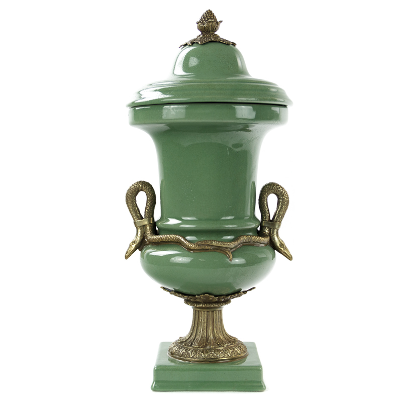 Ваза Selenia Green Vase Bronze Serpents Зеленый смок Бронза Ваза Selenia Green Vase Bronze Serpents Зеленый смок Бронза в Челябинске | Loft Concept