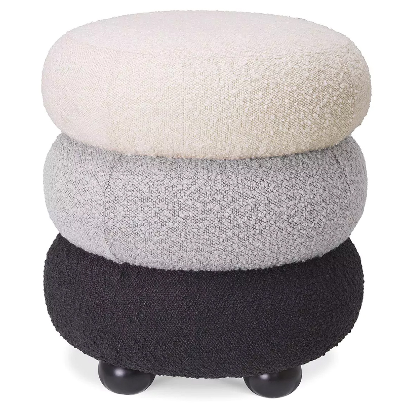 Пуф Eichholtz Stool Tulum Boucle Светло-серый Черный Молочный Пуф Eichholtz Stool Tulum Boucle Светло-серый Черный Молочный в Челябинске | Loft Concept