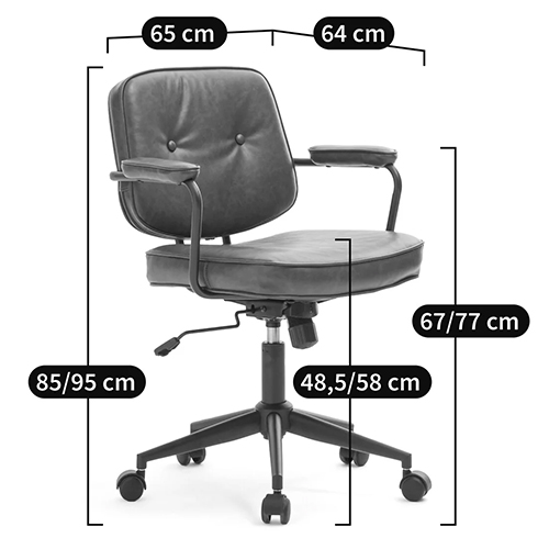 Офисное кресло в винтажном стиле на колёсах Glenn Dark Grey Chair Офисное кресло в винтажном стиле на колёсах Glenn Dark Grey Chair в Челябинске