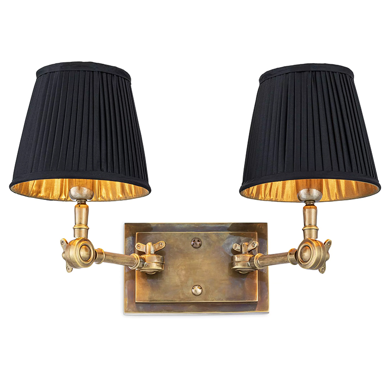 Бра Eichholtz Wall Lamp Wentworth Double Brass Винтажная латунь Черный Бра Eichholtz Wall Lamp Wentworth Double Brass Винтажная латунь Черный в Челябинске | Loft Concept