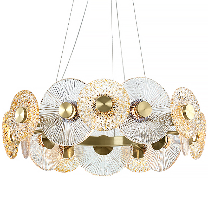 Люстра Clear and Amber Discs Chandelier Латунь Прозрачный Янтарь (Amber) Люстра Clear and Amber Discs Chandelier Латунь Прозрачный Янтарь (Amber) в Челябинске | Loft Concept