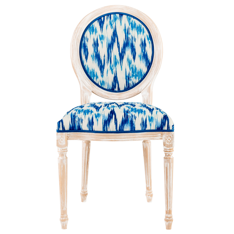 Стул с синим узором Ikat Pattern Белый Голубой Синий Стул с синим узором Ikat Pattern Белый Голубой Синий в Челябинске | Loft Concept