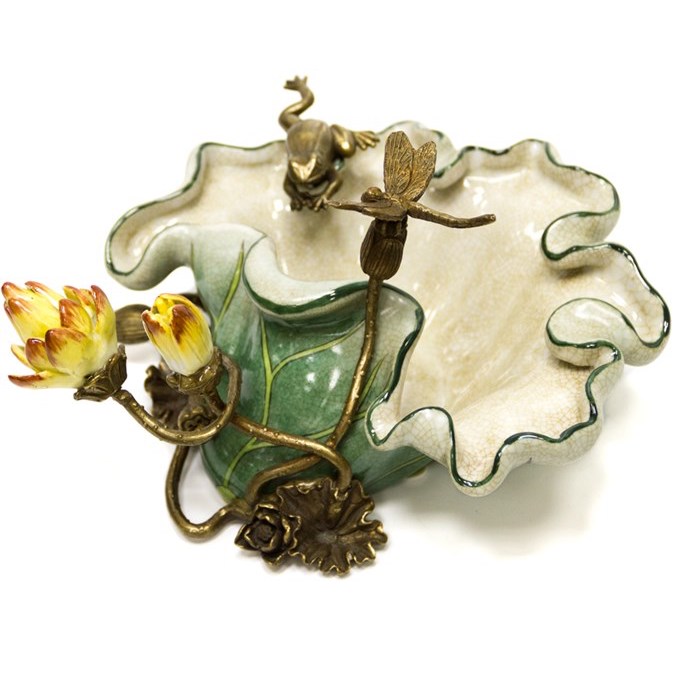 Чаша Water Lily Bowl Зеленый Бронза Белый Чаша Water Lily Bowl Зеленый Бронза Белый в Челябинске | Loft Concept