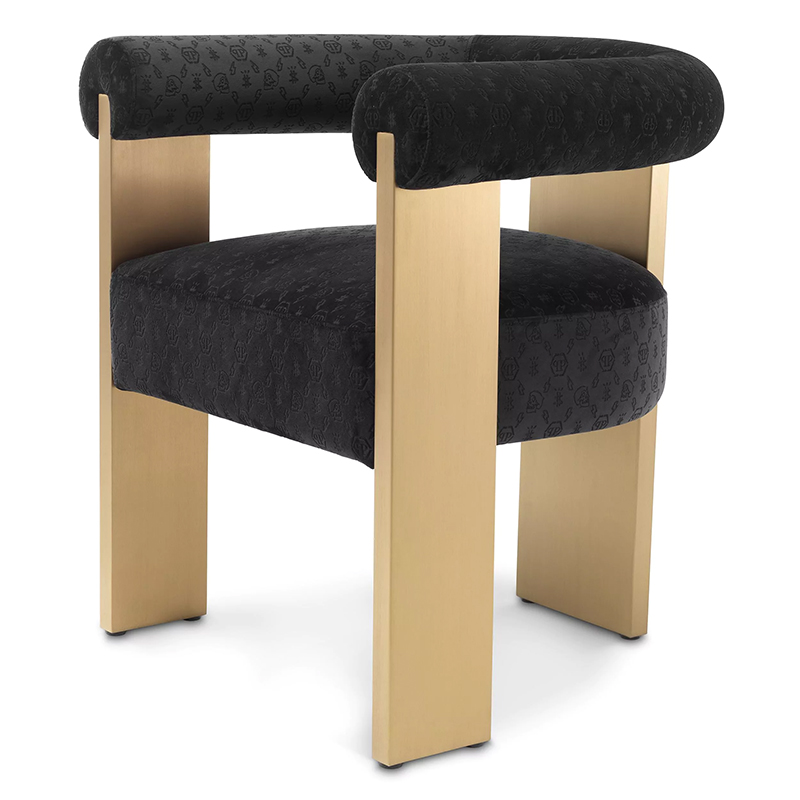 Стул Philipp Plein Dining Chair Icon Черный Золотой в Челябинске | Loft Concept 