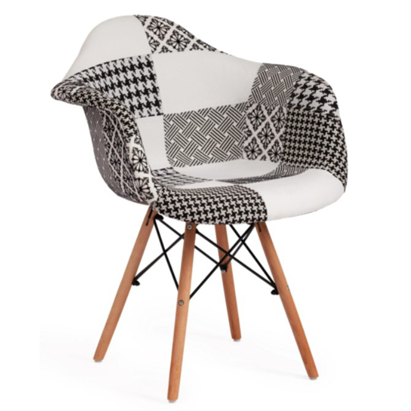 Стул DAW black&white patchwork Белый Древесина Черный Стул DAW black&white patchwork Белый Древесина Черный в Челябинске | Loft Concept