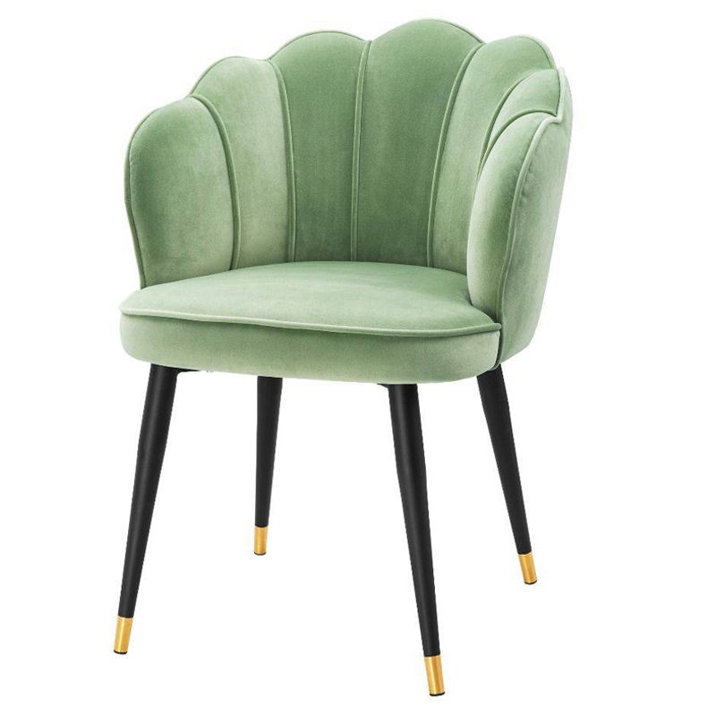 Стул Eichholtz Dining Chair Bristol pistache green Зеленый шалфей Черный Латунь Стул Eichholtz Dining Chair Bristol pistache green Зеленый шалфей Черный Латунь в Челябинске | Loft Concept