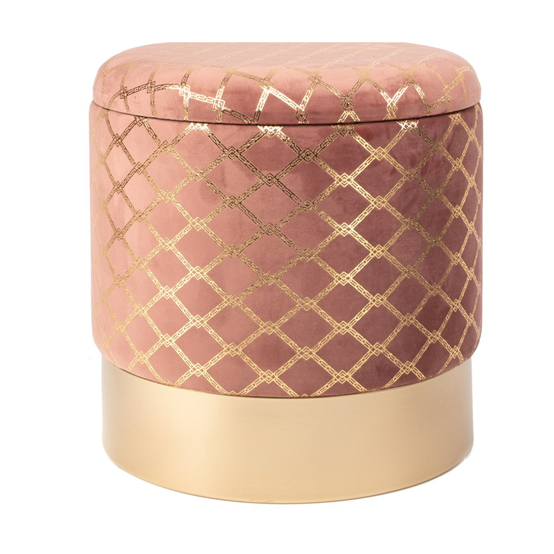 Пуф PUF Upholstery Gold Mesh розовый Розовый (Rose) Золотой Пуф PUF Upholstery Gold Mesh розовый Розовый (Rose) Золотой в Челябинске | Loft Concept