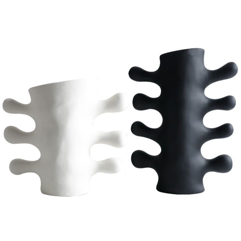 Ваза Molecule Collection Kubo Vase Белый Черный Ваза Molecule Collection Kubo Vase Белый Черный в Челябинске | Loft Concept