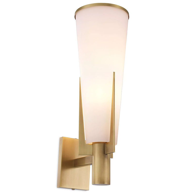 Бра Eichholtz Wall Lamp Dino Brass Латунь Белое матовое стекло Бра Eichholtz Wall Lamp Dino Brass Латунь Белое матовое стекло в Челябинске | Loft Concept