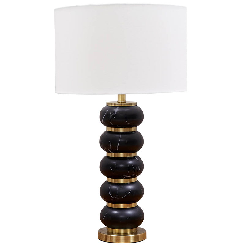 Настольная лампа с абажуром Alan Table Lamp Белый Черный Золотой Настольная лампа с абажуром Alan Table Lamp Белый Черный Золотой в Челябинске | Loft Concept