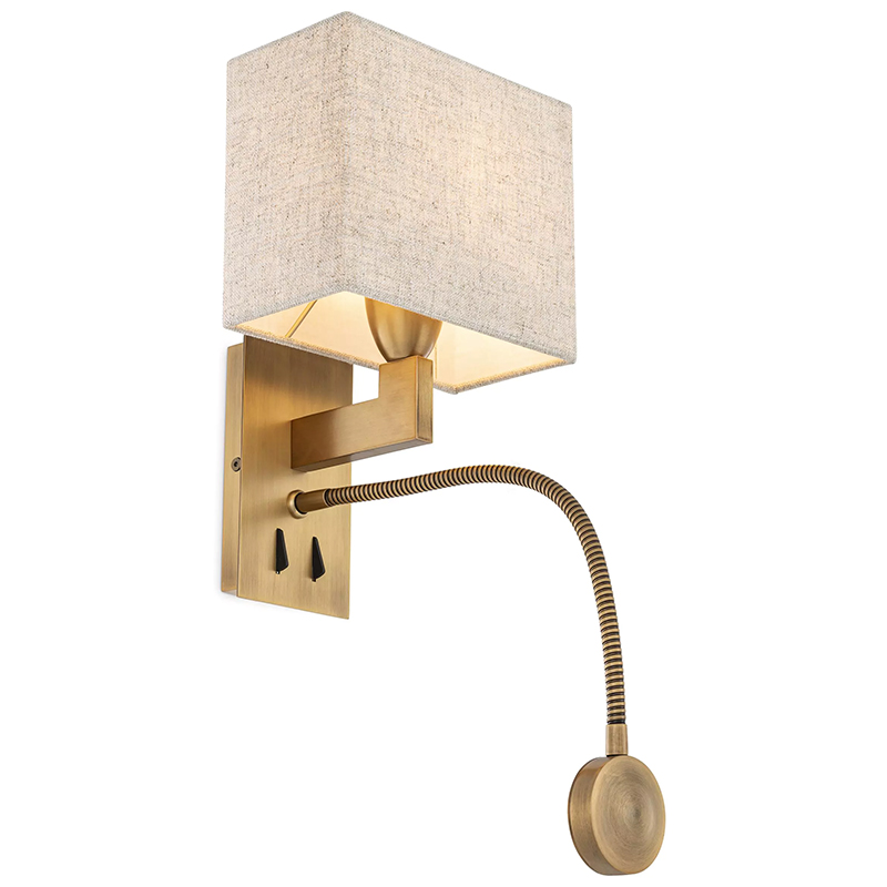 Бра Eichholtz Wall Lamp Reading Linen Латунь Бежево-серый Бра Eichholtz Wall Lamp Reading Linen Латунь Бежево-серый в Челябинске | Loft Concept