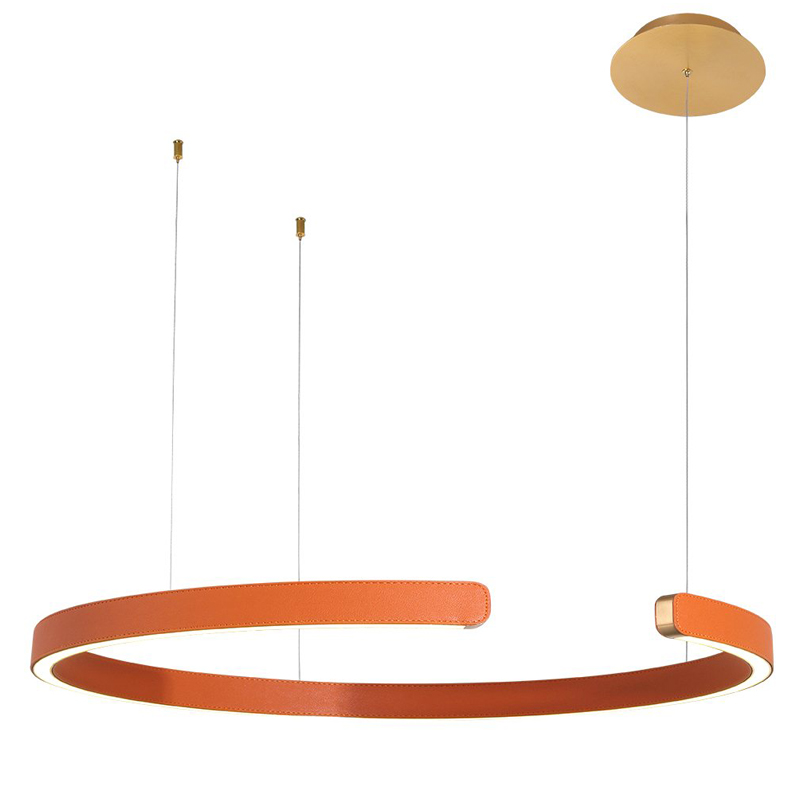 Подвесной светильник Half Ring orange leather Оранжевый Золотой Подвесной светильник Half Ring orange leather Оранжевый Золотой в Челябинске | Loft Concept