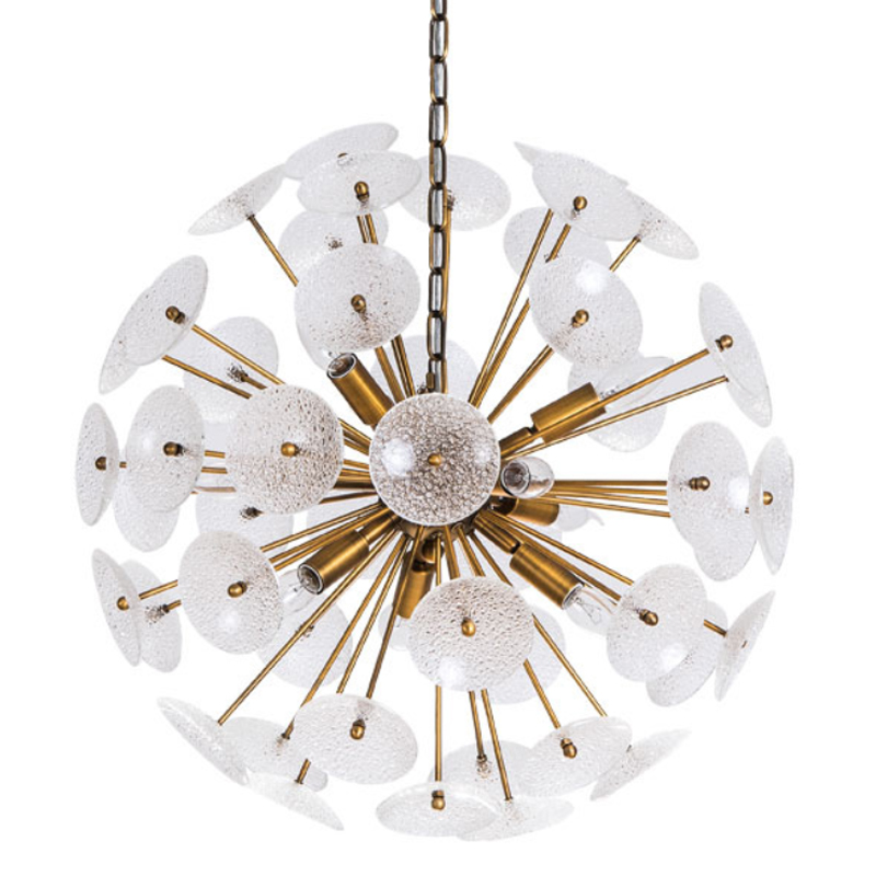 Люстра Sputnik Textured Glass White Chandelier Золотой Белый Люстра Sputnik Textured Glass White Chandelier Золотой Белый в Челябинске | Loft Concept