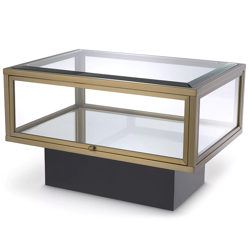 Приставной стол с витриной Eichholtz Side Table Ryan Черный Латунь Прозрачное Стекло Зеркало Приставной стол с витриной Eichholtz Side Table Ryan Черный Латунь Прозрачное Стекло Зеркало в Челябинске | Loft Concept