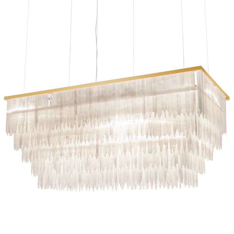 Люстра LAMP SELENITE RECT Прозрачный белый Латунь Люстра LAMP SELENITE RECT Прозрачный белый Латунь в Челябинске | Loft Concept
