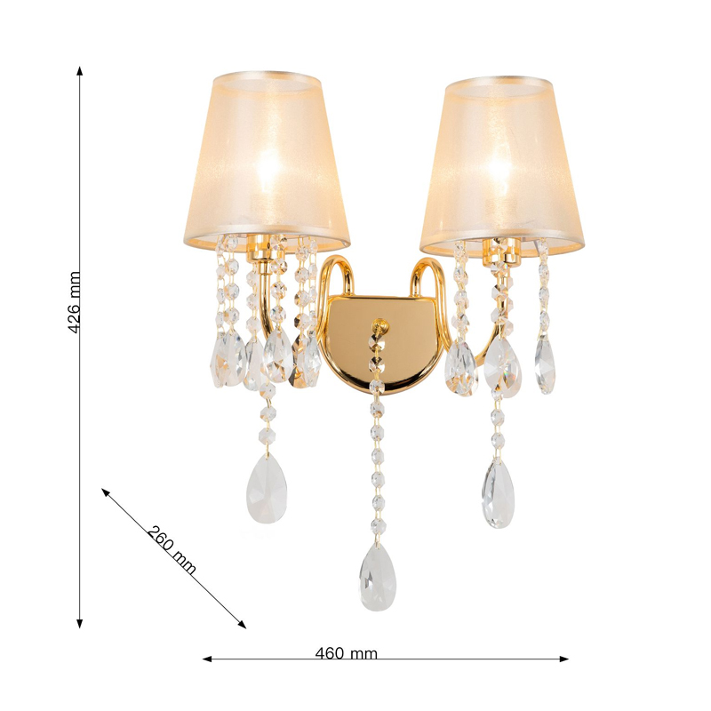 Двойное бра золотого цвета с хрустальным декором Dainty Light Двойное бра золотого цвета с хрустальным декором Dainty Light в Челябинске
