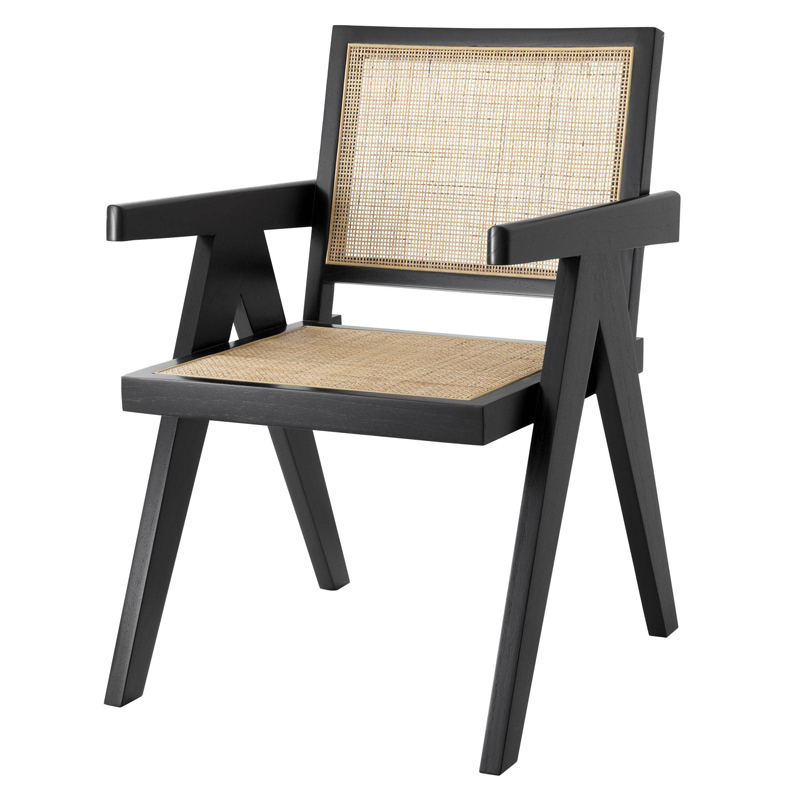 Стул Eichholtz Dining Chair Aristide black Черный Бежевый Стул Eichholtz Dining Chair Aristide black Черный Бежевый в Челябинске | Loft Concept