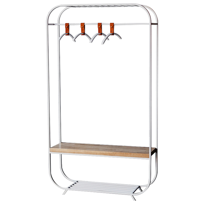 Рейл Hardin White Industrial Metal Rust Clothes Rail Белый Светлый дуб в Челябинске | Loft Concept 