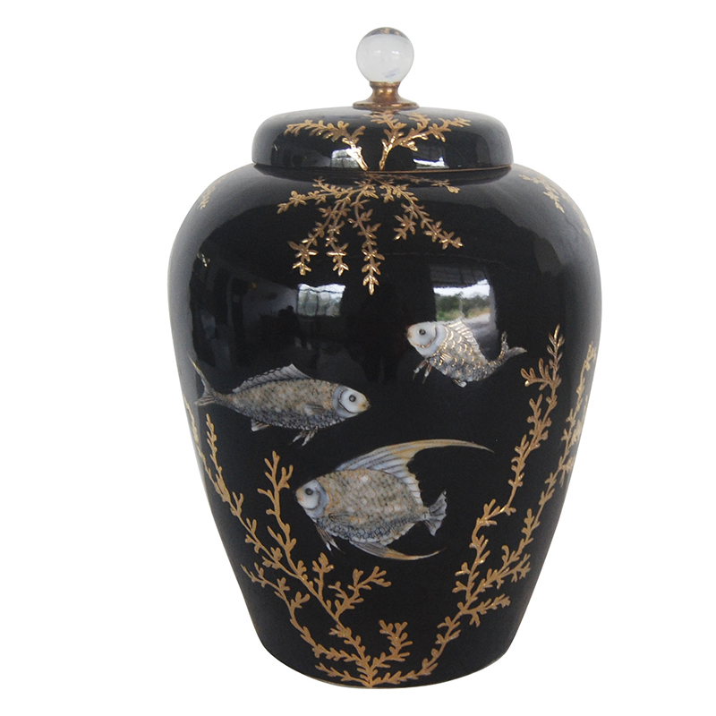 Ваза Vase Keg Algae Fish Черный Золотой в Челябинске | Loft Concept 