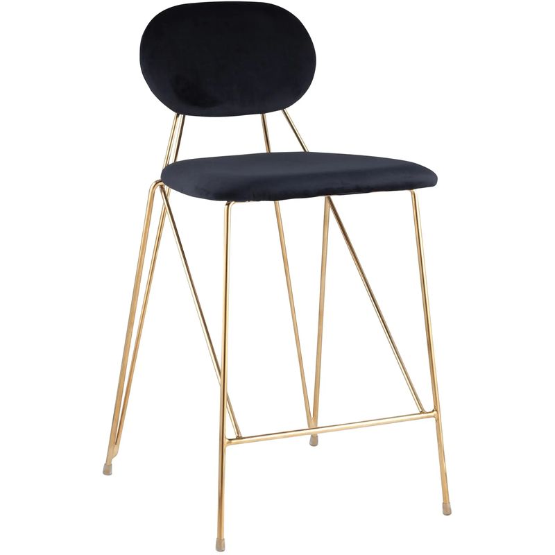 Полубарный Стул Alice Chair Черный Велюр Черный Золотой в Челябинске | Loft Concept 